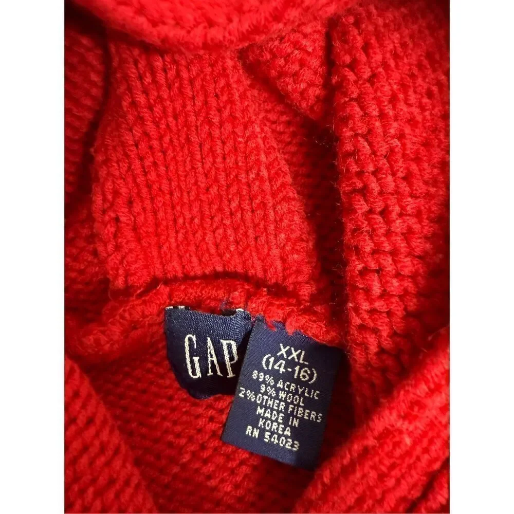 Gap Kids Wool Blend Hooded Sweater Red White Size XXL(14-16) See Description